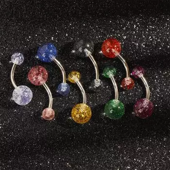 8 Цветов Нержавеющая Сталь Пирсинг Шариковая Игла Кристалл Стальные Кольца Для Тела Женские Украшения Кольцо Для Пупка
