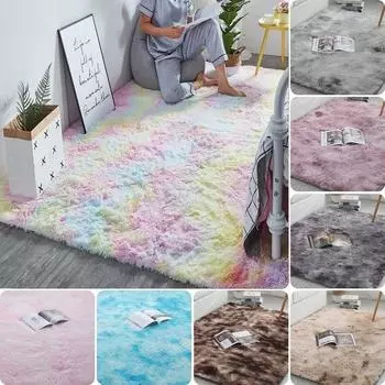 8 цветов, плюшевый ковер для гостиной, пушистый коврик, толстые ковры для спальни, противоскользящие напольные серые мягкие коврики, окрашенные в галстук, бархатные ковры для детской комнаты 40*60cm бежевый