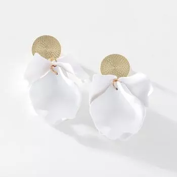 8 цветов серьги-капли с лепестками роз, элегантные весенние повседневные серьги с металлическим рисунком и цветком для женщин, подарки PD1123 белый