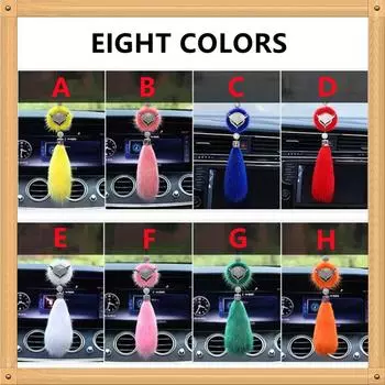 8 цветов, симпатичные модные бриллиантовые лисы, украшение на зеркало заднего вида, меховые блестящие стразы, подвесные аксессуары для зеркала автомобиля для девочек и женщин