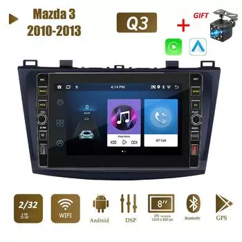 8 дюймов 2 Din Android автомобильный радио мультимедийный видеоплеер для Mazda 3 2010-2013 с кнопкой Carplay WiFi BT 2 + 32 ГБ 1+32GB