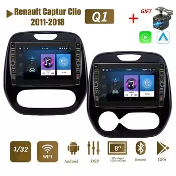 8 дюймов для Renault Captur Clio 2011-2018 с кнопкой Android автомобильный радиоприемник мультимедийный плеер навигация стерео GPS 2 Din 1 + 32 ГБ 1+32GB,A