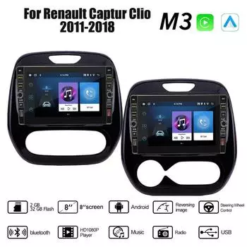 8 дюймов для Renault Captur Clio 2011-2018 с кнопкой Android автомобильный радиоприемник мультимедийный плеер навигация стерео GPS 2 Din Carplay 2 + 32 ГБ 1+32GB,A