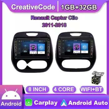 8 дюймов для Renault Captur Clio 2011-2018 с кнопкой Android автомобильный радиоприемник мультимедийный плеер навигация стерео GPS 2 Din 1 + 32 ГБ 1+32GB,A