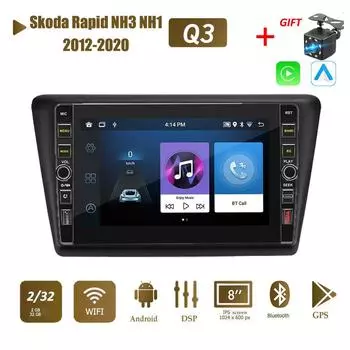 8 дюймов для Skoda Rapid NH3 NH1 2012-2020 с кнопочной ручкой Android автомобильный радиоприемник мультимедийный плеер навигация стерео GPS 2 Din Carplay 2 + 32 ГБ