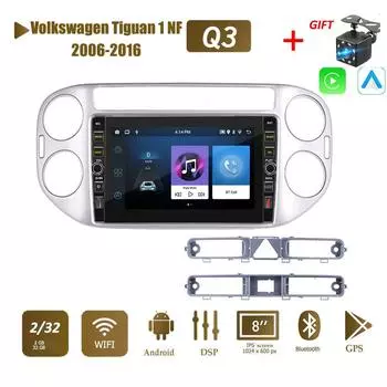 8 дюймов для Volkswagen Tiguan 1 NF 2006-2016 с кнопочной ручкой Android Автомобильный радиоприемник Мультимедийный плеер Навигация Стерео GPS 2 Din Carplay 2 + 32 ГБ 1+32GB