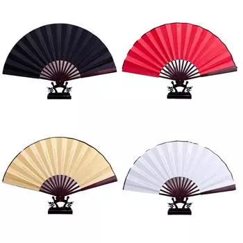 8 дюймов пустой складной веер в восточном стиле ручной веер складной веер из шелковой ткани DIY письмо и живопись студенты кофейный бар 8 inches жёлтый