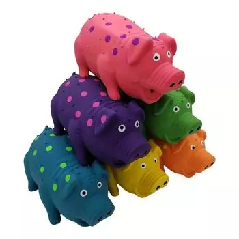 8-дюймовая большая игрушка для собак из латекса в форме свиньи в горошек - забавная игрушка для жевания и чистки зубов для агрессивных любителей жевать - прочная и нежная для десен фиолетовый