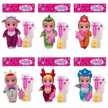 8-дюймовая виниловая кукла в полный рост, плачущая малышка с аксессуарами, бутылка может держать воду, будет пить слезы под музыку разноцветный/чёрный