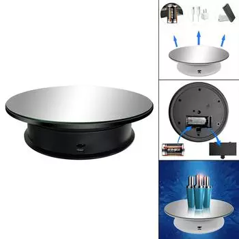 8-дюймовая вращающаяся подставка для дисплея с питанием от USB, 2-скоростная игрушечная модель, черное зеркало