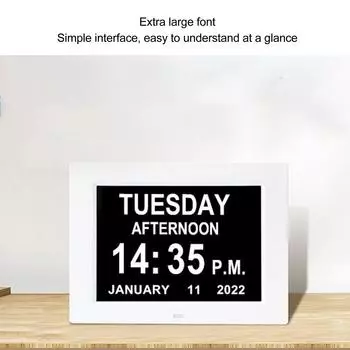 8-дюймовые цифровые дневные часы с большим ЖК-экраном, 8 вариантов будильника, регулируемая яркость, цифровой календарь US Plug