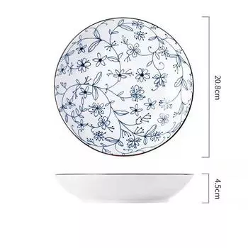 8-дюймовые керамические тарелки в стиле ретро, посуда, бытовая керамическая посуда с ручной росписью, рыбная тарелка, обеденная тарелка, тарелка для десерта, салата, фруктов, 1 шт. A