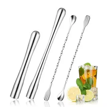 8-дюймовый 11-дюймовый коктейльный напиток из нержавеющей стали и ложка для смешивания Дробилки для льда Коктейльный коктейльный напиток Напитки Домашний бар Принадлежности