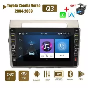 8-дюймовый 2-Din Android-автомобильный радиоприемник мультимедийный видеоплеер для Toyota Corolla Verso 2004-2009 с кнопкой Carplay WiFi 2 + 32 ГБ 1+32GB