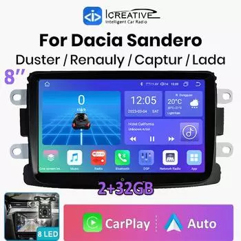 8-дюймовый 7-дюймовый беспроводной Carplay Android Auto автомобильное радио для Renault dacia Duster Sandero Captur Xray Logan 2 мультимедийное авторадио 2 + 32 ГБ/1 + 32 ГБ 7 Inch,1+32GB