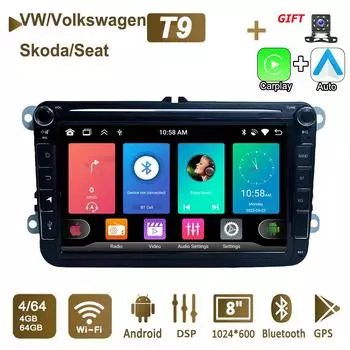 8-дюймовый Android автомобильный радиоприемник для Volkswagen VW Passat Touran Polo Golf Tiguan Skoda Seat Carplay мультимедийный плеер GPS Авторадио 4+64 ГБ 2+32GB