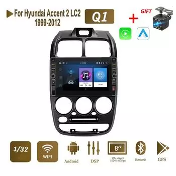 8-дюймовый Android-автомобильный радиоприемник, мультимедийный видеоплеер, навигация, GPS для Hyundai Accent 2 LC2 1999-2012, с кнопкой, ручкой, стерео, 1 + 32 ГБ 1+32GB