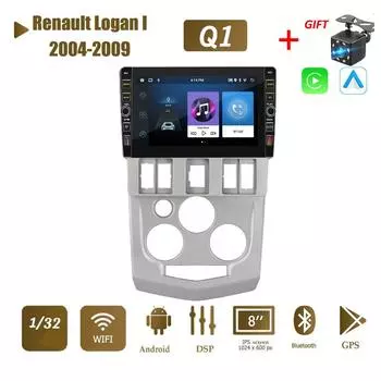 8-дюймовый Android для Renault Logan I 2004-2009 с кнопочной ручкой, автомобильное радио, видео, мультимедиа, GPS-плеер, 1 + 32 ГБ 1+32GB