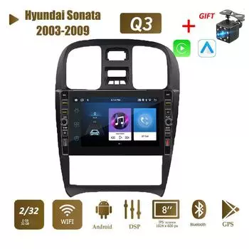 8-дюймовый Android WIFI для Hyundai Sonata 2003-2009 с кнопочной ручкой, автомобильный радиоприемник, мультимедийный видеоплеер, 2 din Carplay, GPS Autoraido, 2 + 32 ГБ 1+32GB