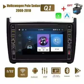 8-дюймовый автомобильный Android-радио для Volkswagen Polo Sedan 2008-2018 с кнопочной ручкой 2din мультимедийный стерео видеоплеер WIFI GPS 1 + 32 ГБ 1+32GB