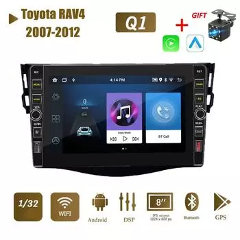 8-дюймовый автомобильный Android-радио для Toyota RAV4 2007-2012 с кнопочной ручкой 2din мультимедийный стерео видеоплеер WIFI GPS 1 + 32 ГБ 1+32GB