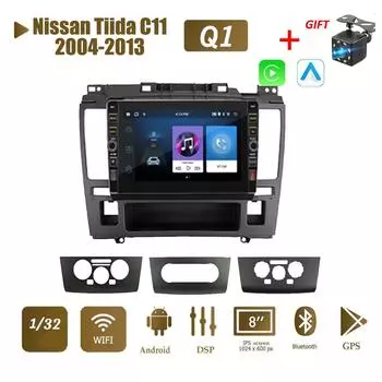 8-дюймовый автомобильный радиоприемник на базе Android, мультимедийный видеоплеер для Nissan Tiida C11 2004-2013 с кнопкой WiFi BT 2 Din 1 + 32 ГБ 1+32GB,A