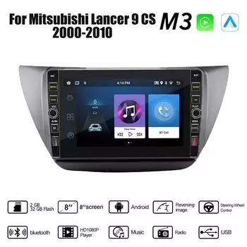 8-дюймовый автомобильный радиоприемник на базе Android, мультимедийный видеоплеер для Mitsubishi Lancer 9 CS 2000-2010 с кнопочной ручкой Carplay WiFi BT 2 Din 2 + 32 ГБ 1+32GB