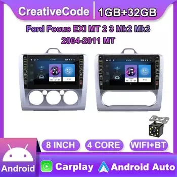 8-дюймовый автомобильный радиоприемник на базе Android для Ford Focus EXI MT AT 2 3 Mk2 Mk3 2004-2011 с кнопочной ручкой, мультимедийный плеер, навигация, GPS 1 + 32 ГБ 1+32GB,MT
