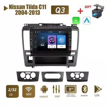 8-дюймовый автомобильный радиоприемник на базе Android, мультимедийный видеоплеер для Nissan Tiida C11 2004-2013 с кнопочной ручкой Carplay WiFi BT 2 Din 2 + 32 ГБ 1+32GB,B