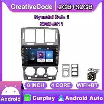 8-дюймовый автомобильный радиоприемник с Wi-Fi, стерео мультимедиа для Hyundai Getz 1 2002-2011 с кнопочной ручкой Android 2Din GPS Navi Carplay Auto 2 + 32 ГБ 1+32GB