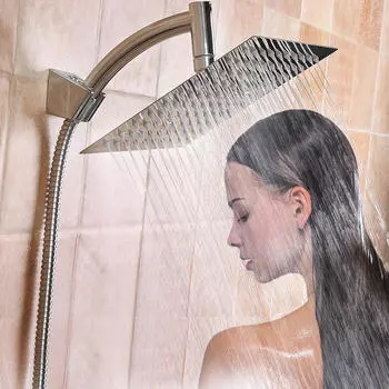 8-дюймовый квадратный воздушный усилитель с универсальной регулируемой насадкой для душа 8-inch серебряный