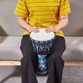 8-дюймовый портативный африканский барабан джембе ручной барабан с красочными художественными узорами ударный музыкальный инструмент бордовый