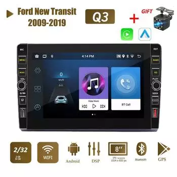 8-дюймовый Радио 2 Din Android Автомобильный GPS-навигатор для Ford New Transit 2009-2019 с кнопочной ручкой Мультимедийный плеер Стерео Аудио Авто Carplay 2 + 32 ГБ 1+32GB