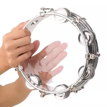 8-дюймовый тамбурин ручной барабан с двухрядными 12 металлическими тарелками джинглы ударный инструмент синий