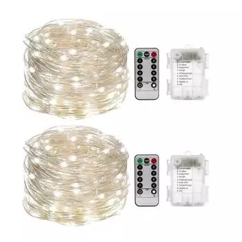 8-функциональный пульт дистанционного управления, 3AA, водонепроницаемый батарейный отсек, медный провод, световая гирлянда, светодиодная гирлянда, декоративный светильник One Size белый