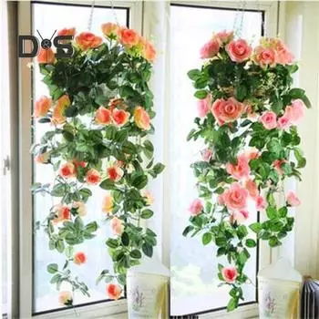 8-футовая искусственная гирлянда из роз, цветок, лист, виноградная лоза, домашний декор для свадьбы, сада, вечеринки фиолетовый