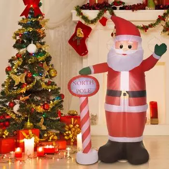 8-футовые высокие рождественские надувные лодки Санта-Клауса IP44, устойчивые к атмосферным воздействиям светодиоды, освещающие рождественский двор, гигантские и высокие удары EU Plug красный