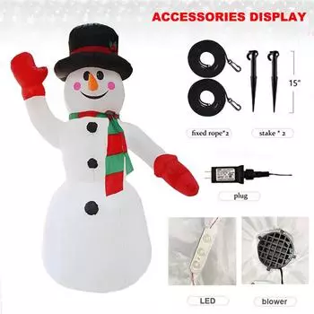 8-футовый рождественский надувной снеговик, украшение для дома, двор, светодиодные фонари, украшения для улицы US Plug