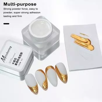 8 г Nial модельный гель с зеркальным эффектом, порошок, УФ-маникюр, полутвердый формовочный клей, полутвердый прозрачный гель для дизайна ногтей «сделай сам», гель для дизайна ногтей с 3D краями белый