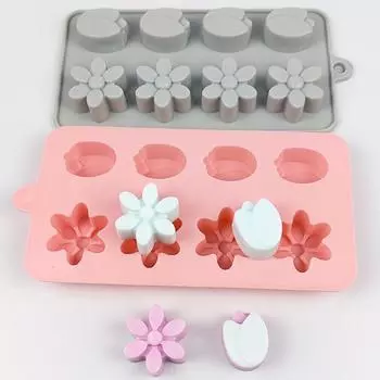 8-гнездная силиконовая форма для шоколада в виде тюльпана, цветка, торта, печенья, желе, кубика льда, инструмент для выпечки мыла, изготовление свечей, декор для стола, подарки
