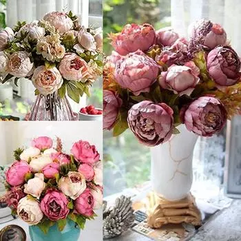 8 голов винтажный искусственный цветок пиона Свадебная вечеринка украшение дома комнаты подарок розовый