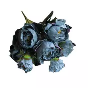 8 головок искусственных шелковых пионов букет свадебный букет декор для вечеринки синий