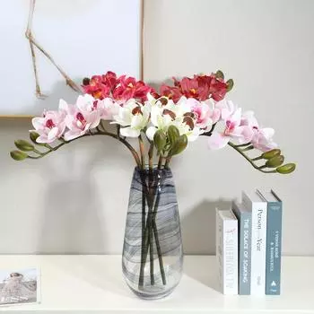 8 головок влаги для рук цимбидиум имитация цветка ощущение влажности для дома украшения гостиной части поддельные цветы оптом 75cm белый