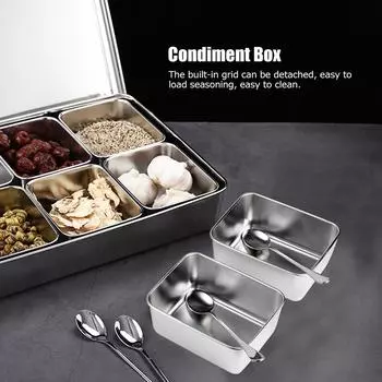 8 Grids Aluminium Alloy Seasoning Box Condiment Storage Containers Spice Jar Kitchen Utensils Condiment Box Condiment Container