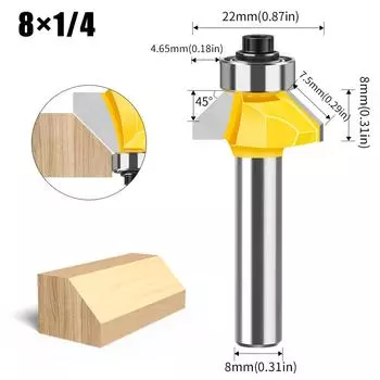 8 Handle 45 Degree Oblique Angle Knife Woodworking Milling Cutter Trimming Machine Engraving Machine Cutter Head 45 Degree Chamfering Knife Chamfering 45 degree bevel knife 8 * 1/4