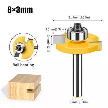 8 Handle Double Edge Ball T-Knife Bearing Slotting Knife Inch Woodworking Milling Kit T-Slotted Knife ball T-knife 8 * 31.7 * 3