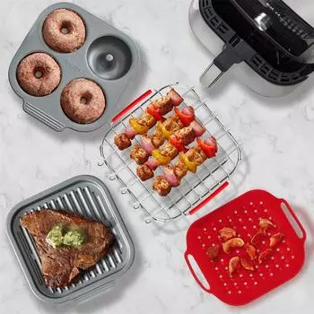 8 или 9 дюймовая воздушная фритюрница квадратная нержавеющая решетка для барбекю с шампуром иглой для приготовления на пару выпечка аксессуары для аэрофритюрницы