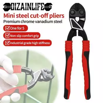 8-Inch Industrial-Grade Steel Bolt Cutter with Anti-Slip Grip - Portable Wire & Bar Scissors for Nail Pulling, Home Improvement