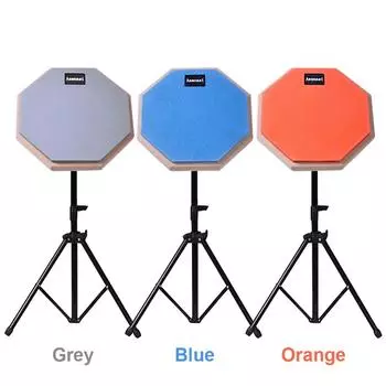 8 Inch Rubber Wooden Dumb Drum with Adjustable Stand Silent Practice Drum Pad серый