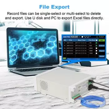 8-канальный регистратор температуры WASITES с 5-дюймовой цветной панелью IPS и диаграммой кривых US Plug